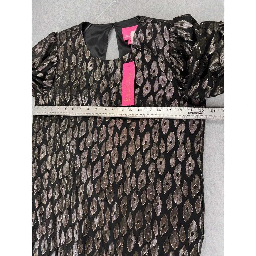 NWT Lilly Pulitzer Francis Silk Metallic Leopard Shift Dress Glam Luxe Chic Bold